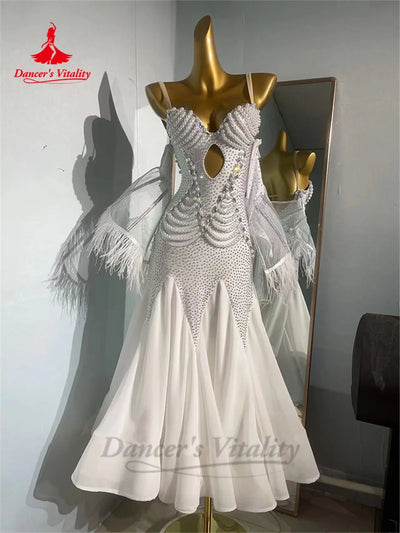 Ballroom Dance Performance Clothes for Women Hand Made Senior Modern Social Dancing Competiton Dress Adult Child Waltz Dresses
