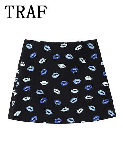 2024 Printed Women Mini Skirt Sets For Women 2 Pieces Long Sleeve Shirts Top Women Suits New Two Piece Set Women Outfit