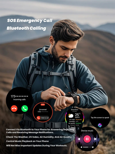 Smart Watch Men AMOLED HD Screen 466*466 Bluetooth Call GPS Posotion Compass Heart Rate Monitor 3ATM Waterproof Sport Smartwatch