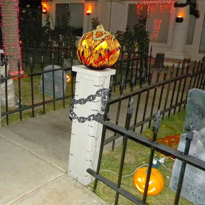 2025 Halloween Horror Pumpkin Head Yard Decor Outdoor Garden Ornaments Can Light And Sound Automatically Lift And Lower Gifts