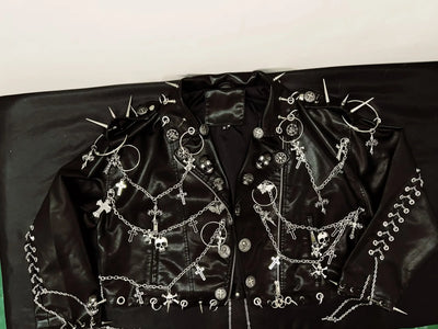 vintage Jacket Skull Jacket y2k Jacket y2k fashion  gothic Jacket gothic clothes y2k clothes Cross Jacket  Punk  Leather Jacket