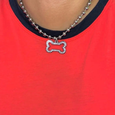 Rhinestone bone necklace female Korean version of simple clavicle chain hipster dog tag necklace punk style personality jewelry