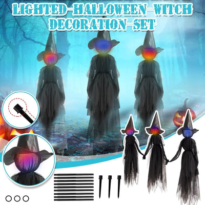 1.5M Halloween Light-up Witches Voice Control Screaming Witches Scary Decoration Sound Activated Witches Holding Hands for Home