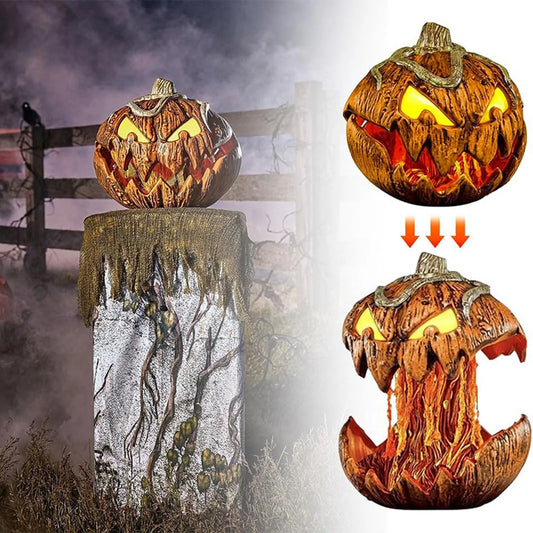 2025 Halloween Horror Pumpkin Head Yard Decor Outdoor Garden Ornaments Can Light And Sound Automatically Lift And Lower Gifts