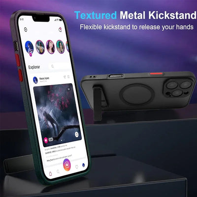 UYUXIO Magnetic Mobile Phone Case with Stand for iPhone 16 Pro Max 15 14 Plus 13 12 Mini 11 Translucent Cover with Kickstand