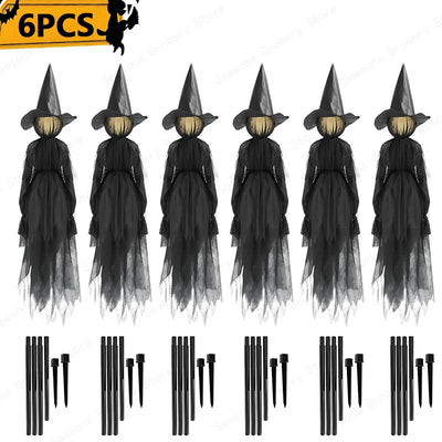 1.5M Halloween Light-up Witches Voice Control Screaming Witches Scary Decoration Sound Activated Witches Holding Hands for Home