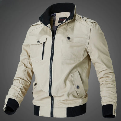 Men's WorkJacket Autumn Fashion Solid Color Pure Cotton Soft Shell Windproof Outdoor Hunting Work Jacket Men's Retro Coat