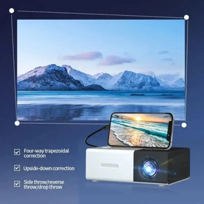 Proyector inteligente 2025 de 1000 lúmenes, WiFi 6, Bluetooth 5.3, Android 12 con enfoque automático, 4K HD para cine en casa y camping al aire libre.