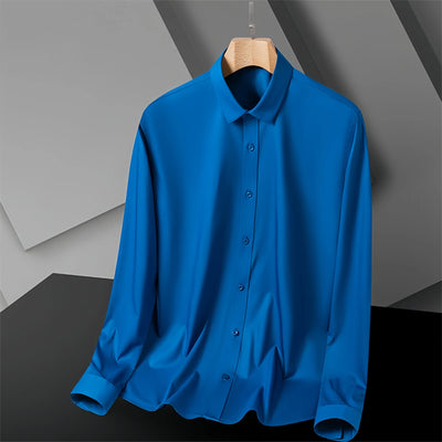 S-8XL New Bamboo Fiber Men Shirt Long Sleeve No Iron Anti-Wrinkle Casual Business Men Shirt Long Sleeve Slim Fit Camisa Social