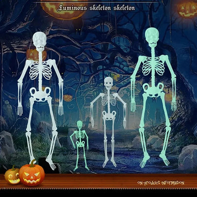 Scary Halloween Decoration Halloween Props Luminous Hanging Decoration Outdoor Party Horror Luminous Movable Skull Skeleton