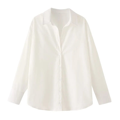 MUJER 2025 Blue Oversize Shirt Women Button up Shirts and Blouses for Women Long Sleeve Casual Women Shirt Semi Sheer Women Tops