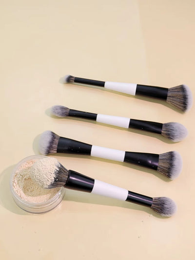 4 Double-Headed Makeup Brushes, Multi-Functional Makeup Brush, Blush Brush, Foundation Brush, Loose Powder Brush, Highlight Brush, Nose Shadow Brush, Concealer Brush, Blush Brush, Gift for Ladies and Girls