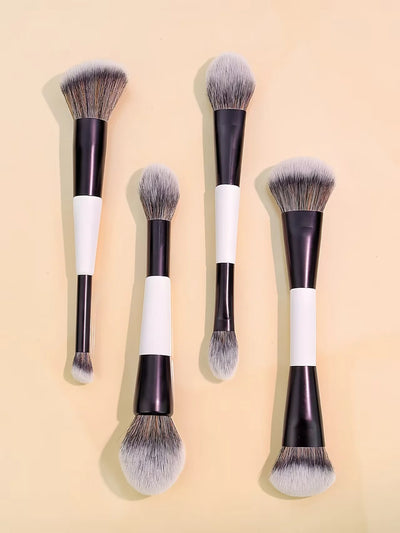 4 Double-Headed Makeup Brushes, Multi-Functional Makeup Brush, Blush Brush, Foundation Brush, Loose Powder Brush, Highlight Brush, Nose Shadow Brush, Concealer Brush, Blush Brush, Gift for Ladies and Girls