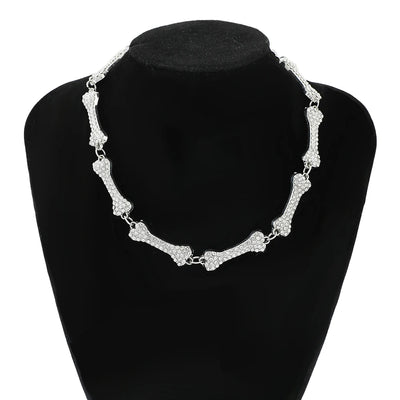 Bone Bead Necklace - 10-Segment Skeleton Spine Pendant, Gothic Jewelry Gift for Men & Women, Edgy Bohemian Accessories