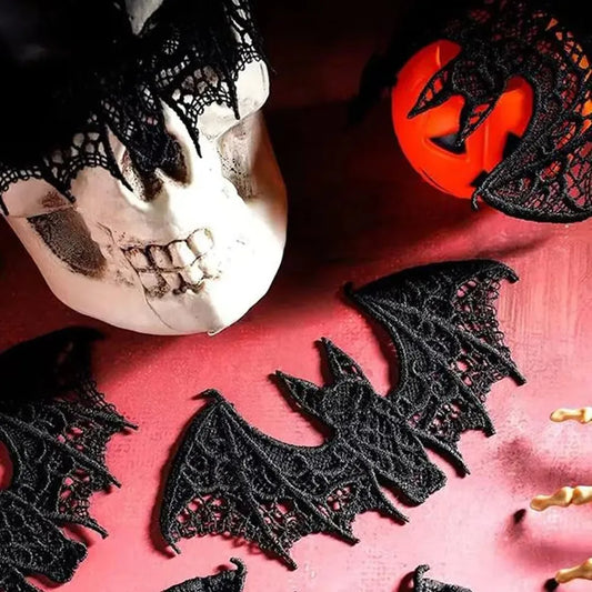 Realistic Bat Halloween Festival Decoration Lace Bat Pendant Multi-purpose Halloween Decoration for DIY Clothing Home Decoration