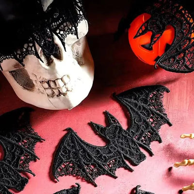 Realistic Bat Halloween Festival Decoration Lace Bat Pendant Multi-purpose Halloween Decoration for DIY Clothing Home Decoration