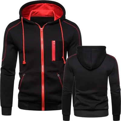 Mens Hooded Jacket Casual Motorcycle Jacket Outdoor Zip Warm Jacket