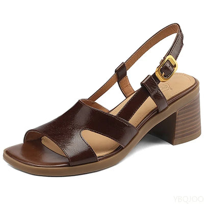 Summer Fashionable versatile women shoes 2025 Fashion new retro square head women shoes thick heel open toe sandals female ﻿