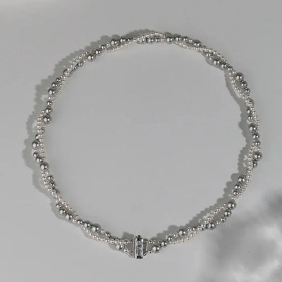 Fashion Alloy/Titanium Steel Pearl Wrapped Double-layer Necklace Bilayer Pearl Pearl Necklace Double Layered Necklace Women