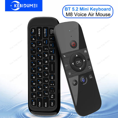 Bluetooth 5.2 Keyboard Wireless Mini Keyboard Rechargeable Keyboard with 2.4G Wireless Voice Control Air Mouse for TV BOX Laptop