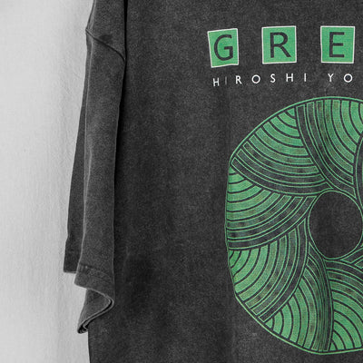 Hiroshi Yoshimura Green T-Shirt Inoyama Land Brian Eno Washed Loose Drop Shoulder Retro Men's Short Sleeve Oversize Cotton Shirt