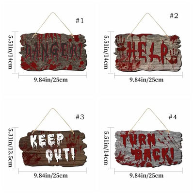 Scary Halloween Blood Handprint Pendant Funny Paper Wooden Door Hanging Decoration Festive Blood Handprint Banner