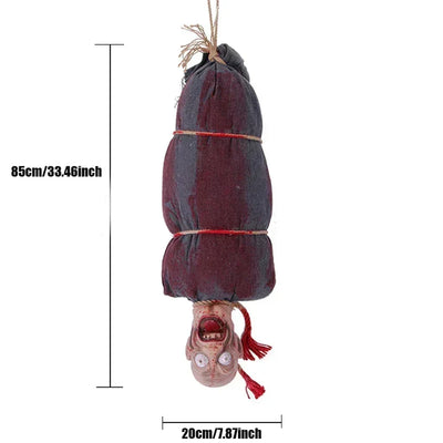 1PC Halloween Hanging Animated Decorations Talking Shaking Scary Clown with Chain Voice Control Outdoor Yard Haunted House Prop