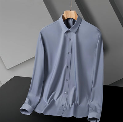 S-8XL New Bamboo Fiber Men Shirt Long Sleeve No Iron Anti-Wrinkle Casual Business Men Shirt Long Sleeve Slim Fit Camisa Social