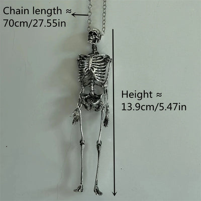 13cm Skull Necklace Fashion with Skeleton Pendant Necklace A Necklace with Limbs That Can Be Moved and Manipulated Like A Doll