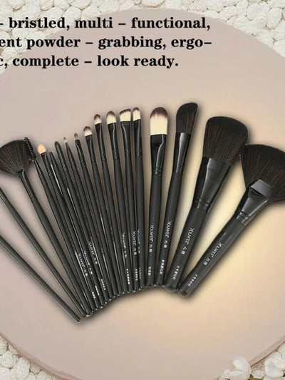 This Full - Sized Makeup Brush Set, Packed In A Handy Case, Offers Diverse Tools For Perfect Makeup Looks Anytime, Anywhere.