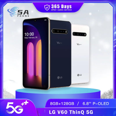 Original LG V60 ThinQ 5G Mobile Phone V600VM V600TM 8GB+128GB NFC P-OLED 6.8'' 64MP+13MP+10MP Snapdragon865 Octa-Core SmartPhone
