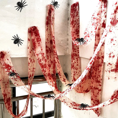 3/5m Halloween Bloody Cloth Strips Blood Gauze Bandage Haunted House Secret Room Horror Party Halloween Scene Decoration Props