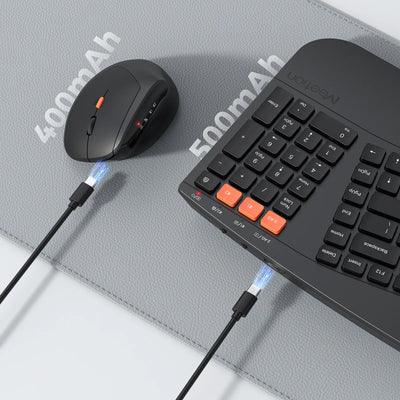 Ergonomic Wireless Keyboard Mouse Combo with Wrist Rest, 2.4G Bluetooth Dual Mode, Silent Click, Multimedia Keys for Office/Home