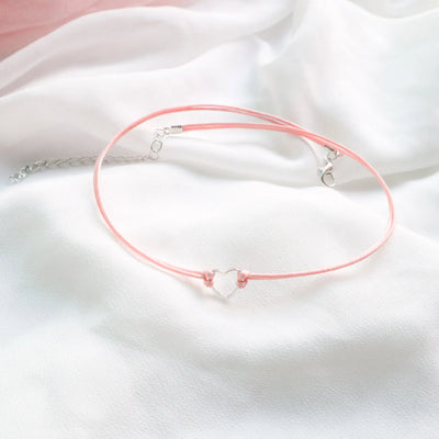 Fashion Choker Necklace For Women Lovely Pink Lace Pearl Heart Pendant Short Clavicle Necklace Aesthetic Jewelry Gift For Her