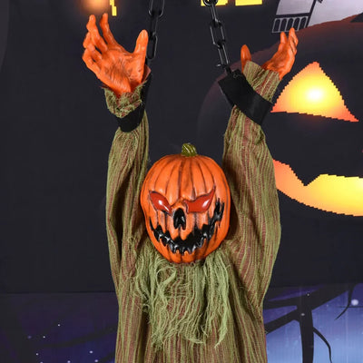 1PC Halloween Hanging Animated Decorations Talking Shaking Scary Clown with Chain Voice Control Outdoor Yard Haunted House Prop