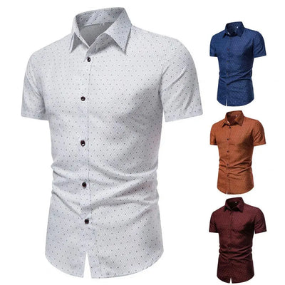 Great Summer Top Business Turn-down Collar Leisure Men Shirt  Slim Fit Men Shirt for Daily Wear