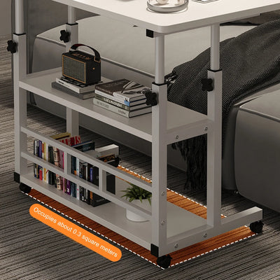 Adjustable Bedside Laptop Desk with Rolling Wheels Mobile Laptop Standing Desk Multi-Layer Storage Height Adjustable Laptop Desk