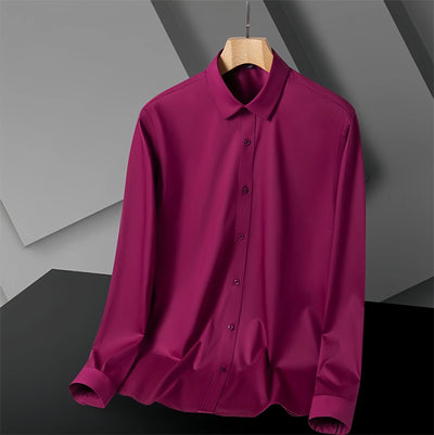 S-8XL New Bamboo Fiber Men Shirt Long Sleeve No Iron Anti-Wrinkle Casual Business Men Shirt Long Sleeve Slim Fit Camisa Social
