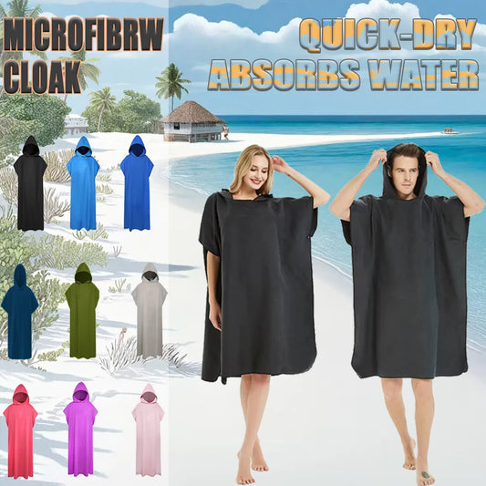 Microfiber Hooded Towel Men Women Swim Beach Travel Quick Dry Changing Robe Cape Bath Towel Bathrobe Surf Poncho Sauna Play