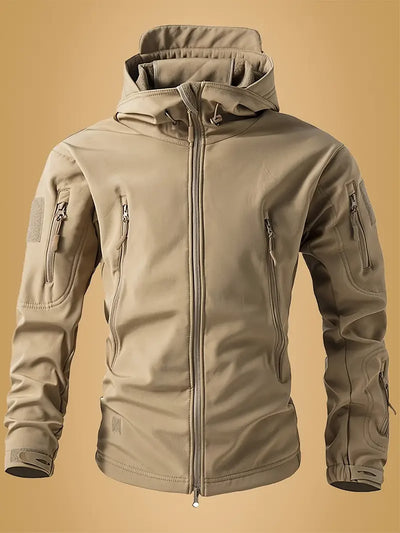 2025 New Fashionable Shark Skin Soft Shell Jacket Men's Tactical Windproof Waterproof Jacket Men's Jacket Hooded Jacket