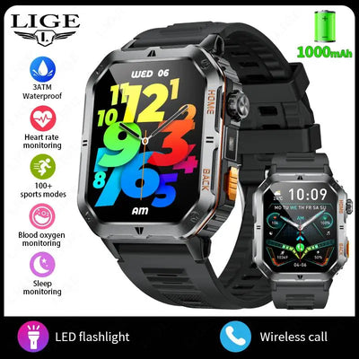 LIGE New Smart Watch Men 1000mAh Extra Large Battery 3ATM Professional Waterproof 2.01