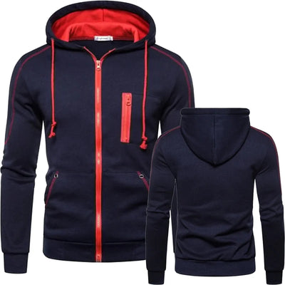 Mens Hooded Jacket Casual Motorcycle Jacket Outdoor Zip Warm Jacket