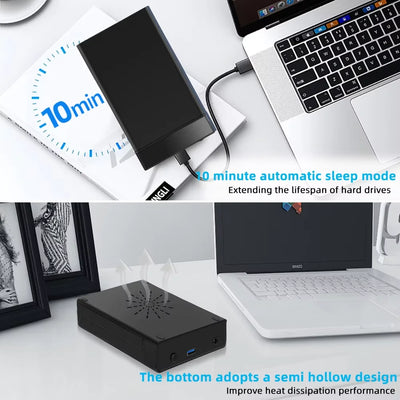External Hard Drive Enclosure 2.5/3. 5 Inch SSD External Hard Drive Box 20TB SATA to USB 3.0 Hard Disk Case Adapter for PC