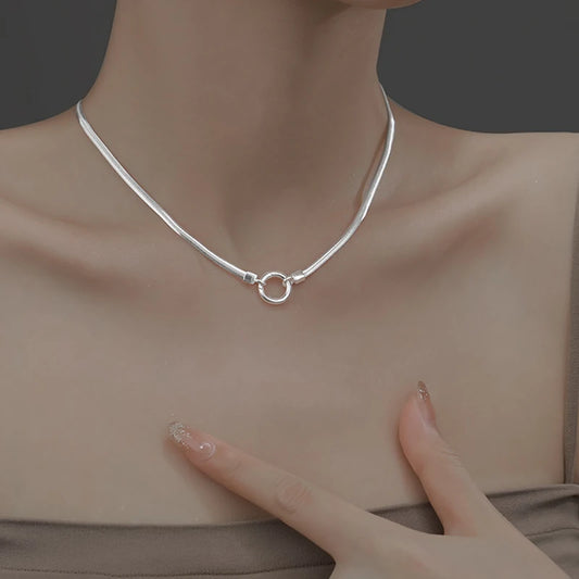 Hot S925 Sterling Silver Necklace 18-20-22inch Simple Choker Snake Bone Round Accessories Men's & Women's Gift Fine Jewelry