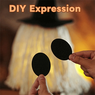 Luminous Halloween Hanging Ghost Light with Hat White Tassels Specter Ornaments DIY Expression LED Mop Head Desktop Decoration