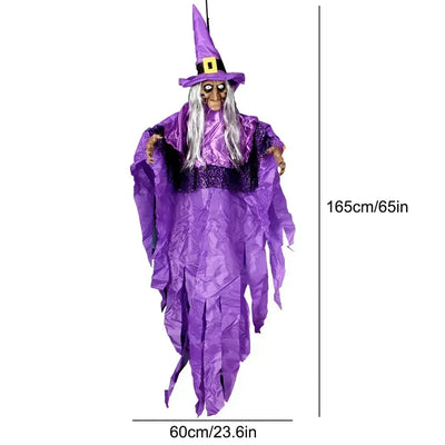 1PC Halloween Hanging Animated Decorations Talking Shaking Scary Clown with Chain Voice Control Outdoor Yard Haunted House Prop