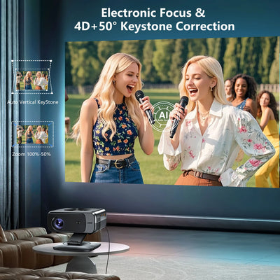 XIWBSY 2025 Mini Projector 4K 25000Lumens Smart Projector Wifi6 BT5.3 LED Projector 8K Decode Portable Home Cinema Projector 64G