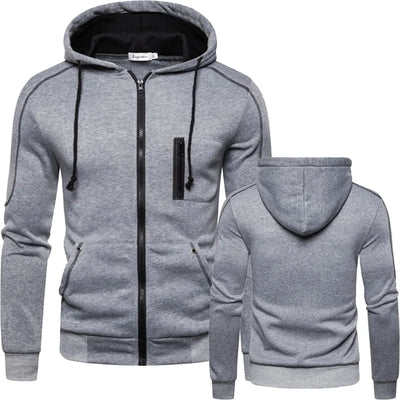 Mens Hooded Jacket Casual Motorcycle Jacket Outdoor Zip Warm Jacket