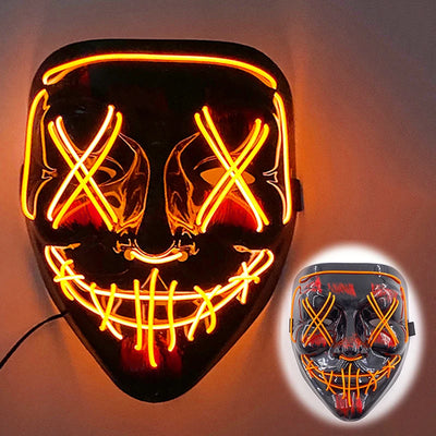 Led Mask Halloween Party Masque Masquerade Masks Neon Light Mask Mascara Horror Maska Glowing Purge Mask Glow In The Dark