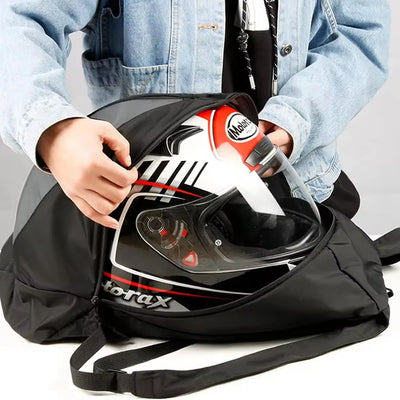 Motorcycle riding helmet backpack, outdoor cycling and mountaineering helmet storage bag, hiking backpack folding storage design